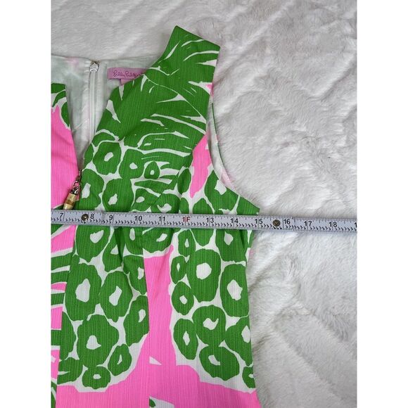 Lily Pulitzer Mila Shift Dress Women's Green Pink Neon Wooden Accent - Sz 0 - Picture 4 of 9